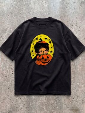 Monchhichi Halloween Pumpkin Black Graphic T-Shirt